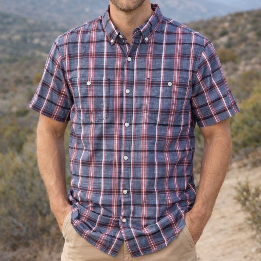 Y2 Howe Creative Workforce Shirt Top Short‎ Sleeve Plaid Men's XL